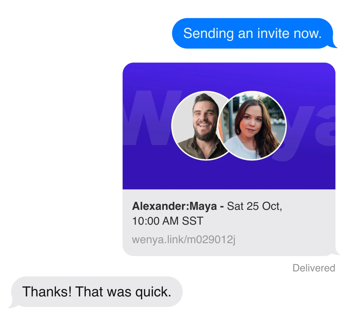 Sending a calendar invite from the chat